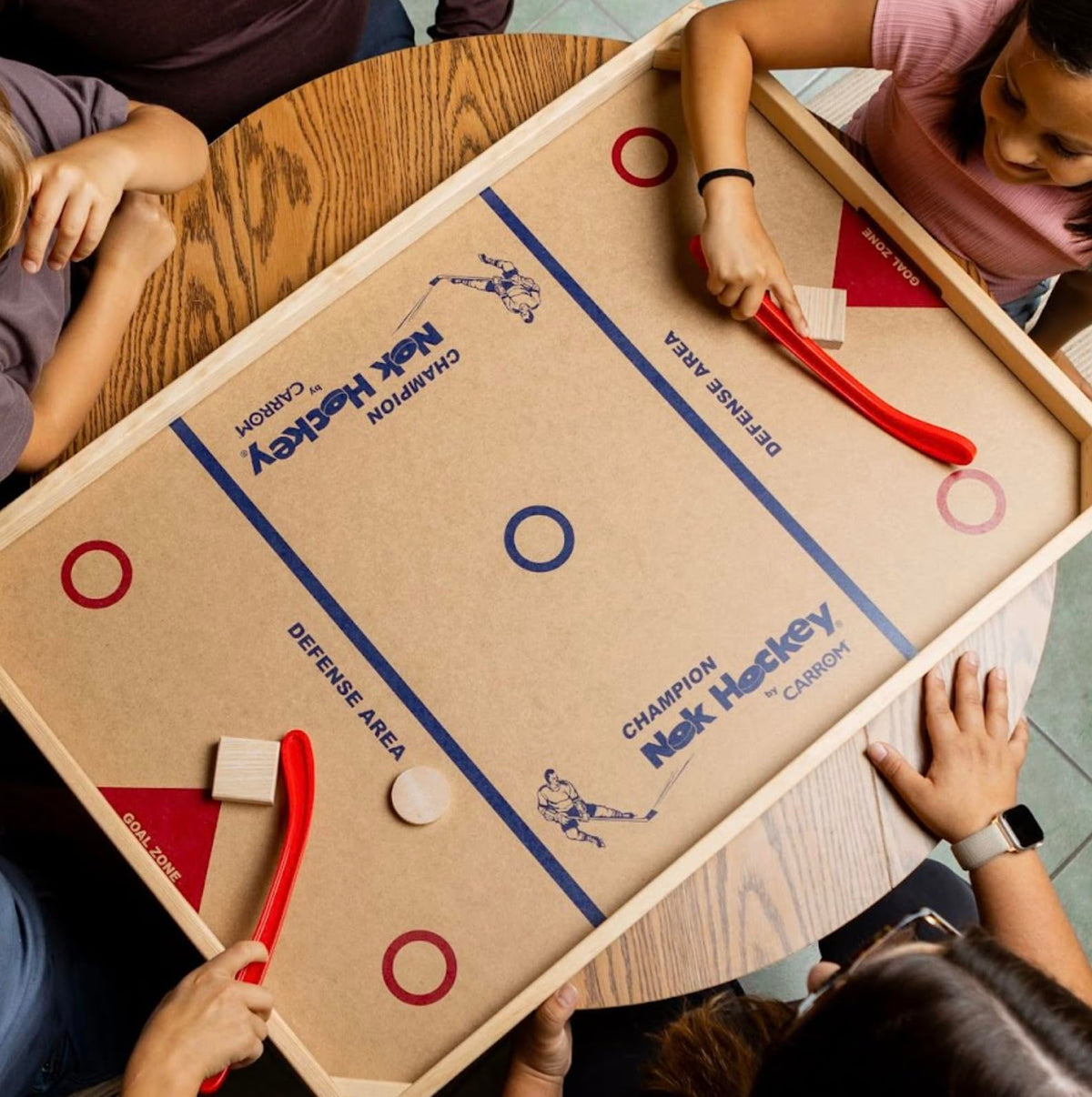 Carrom Champion Nok Hockey Game no-fuss setup, ready to play