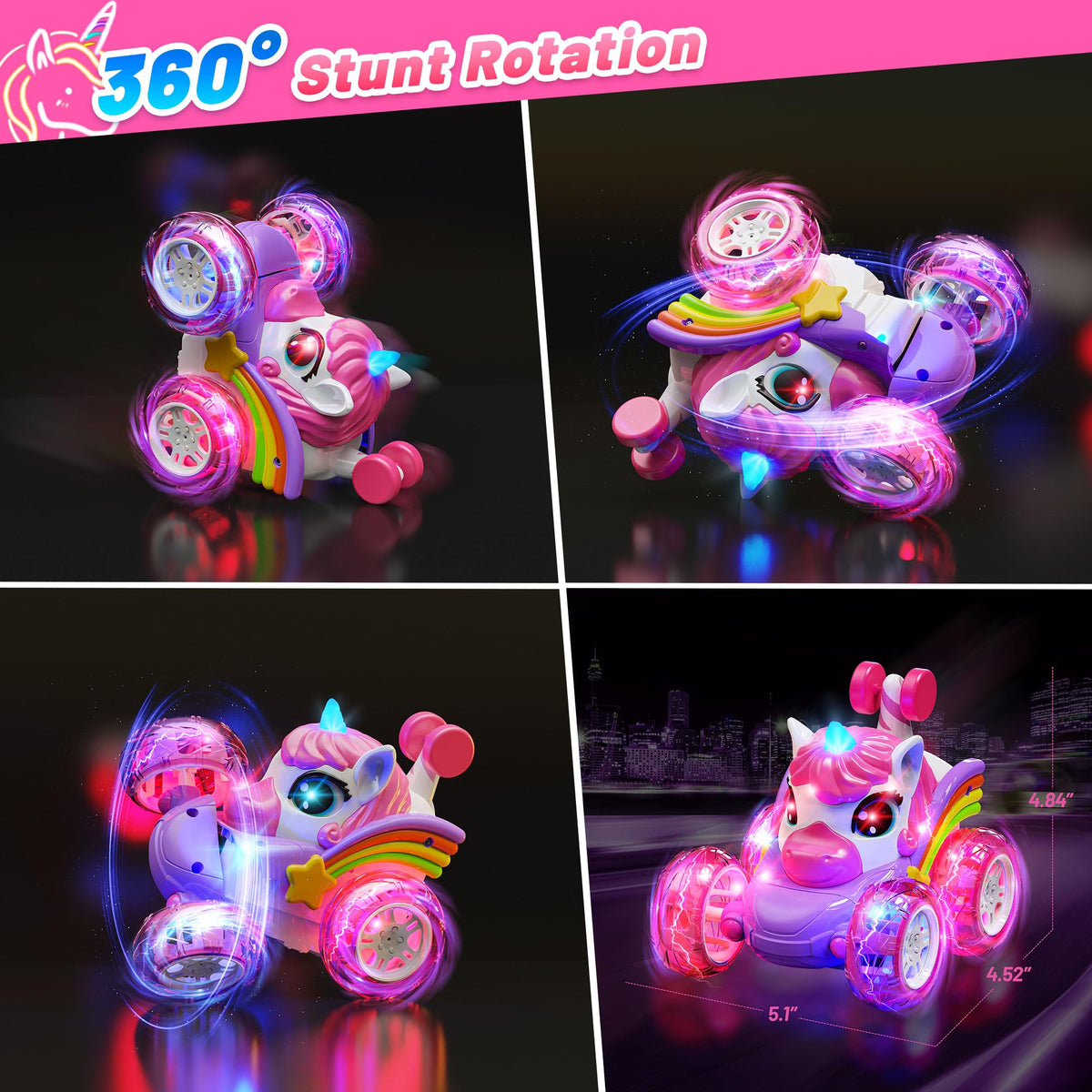 Carsky unicorn RC car side view showing 4WD drive and durable wheels