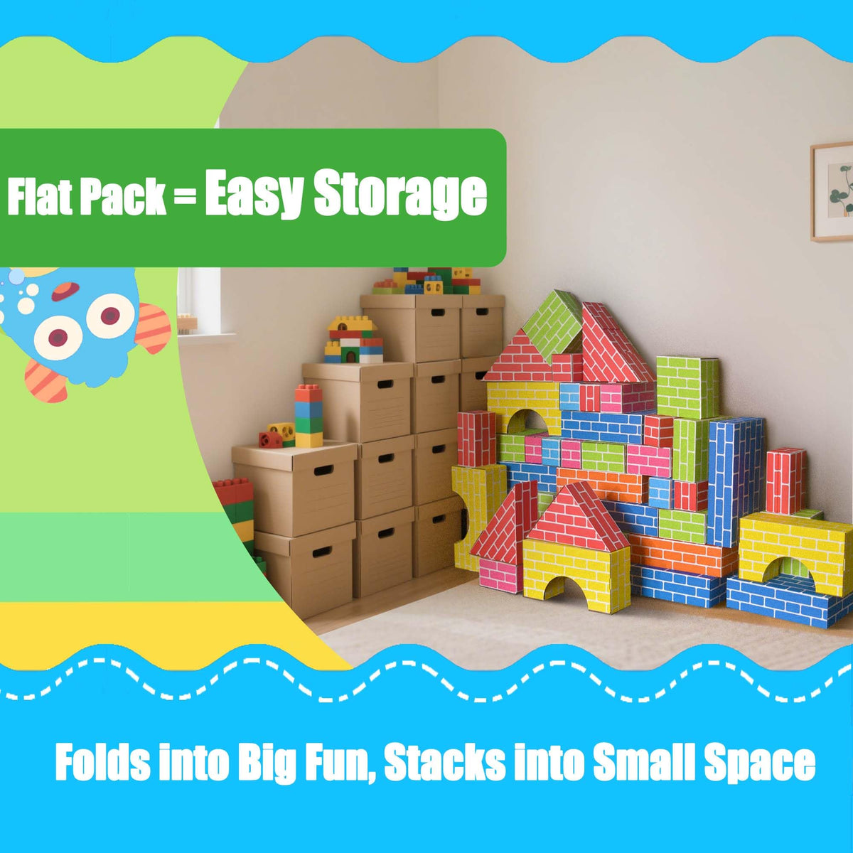 Cartboatoy wipe-clean surface makes maintenance quick after messy play.