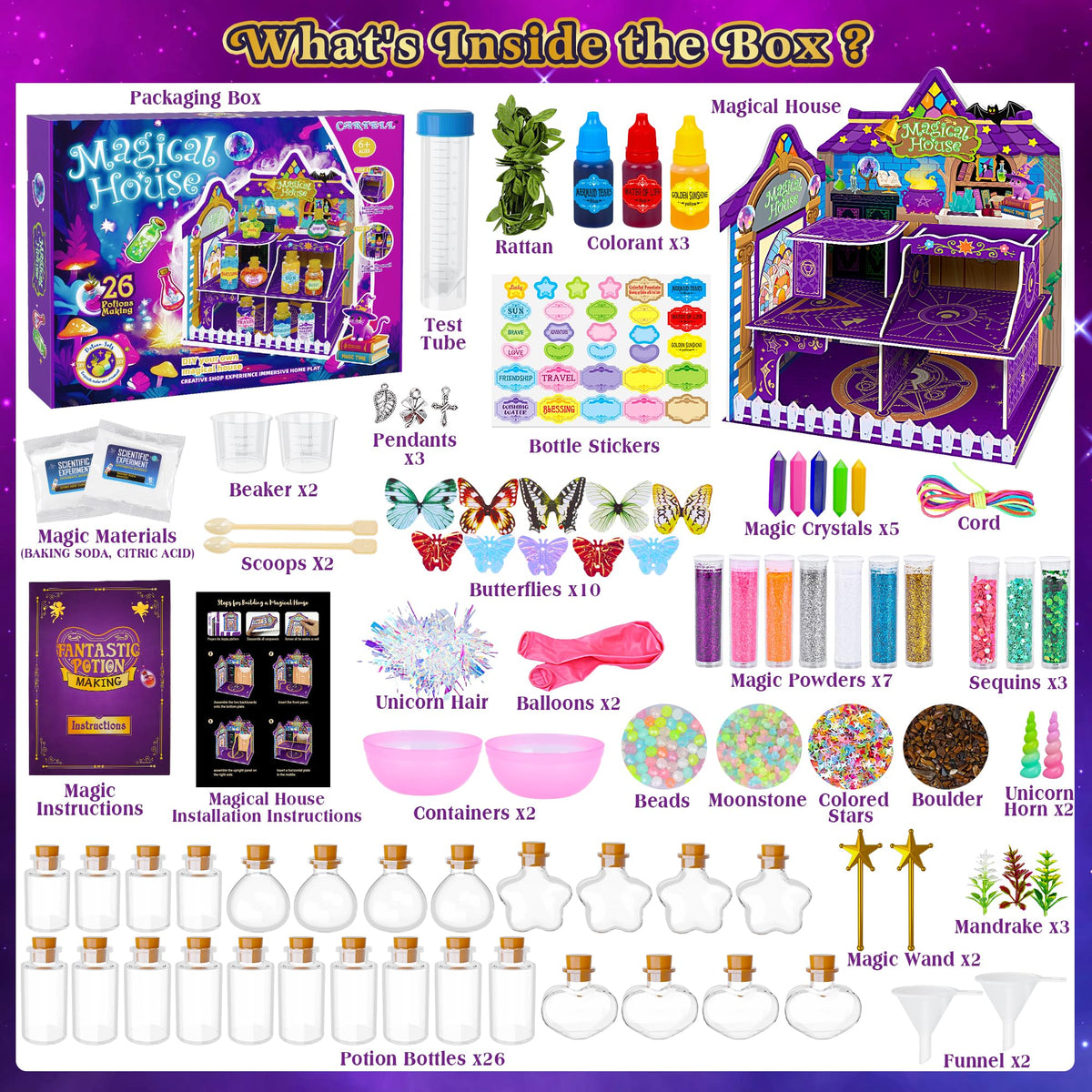 Cartell Magical House display shows kids building and showcasing potion bottles.