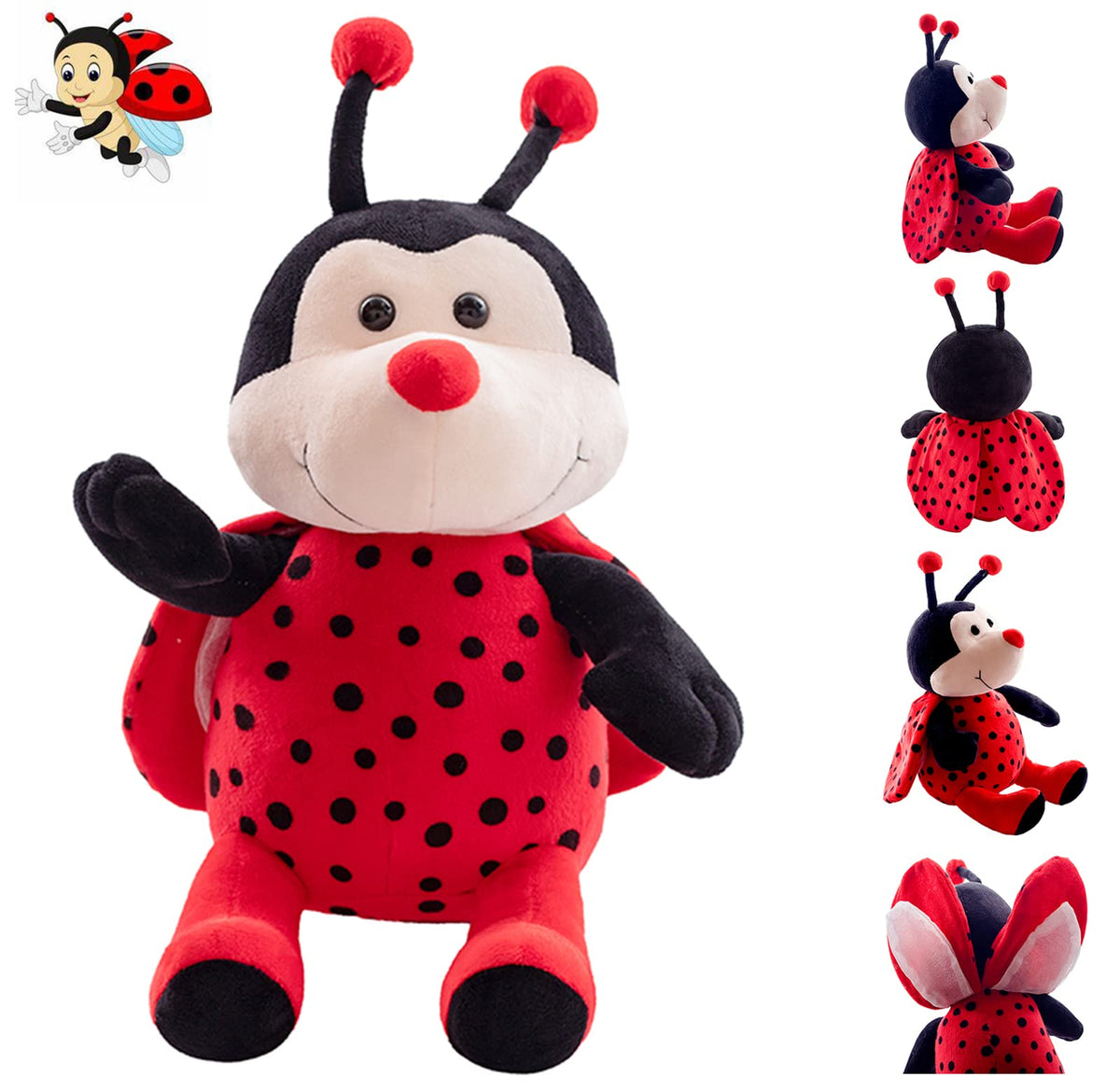 CASAGOOD Ladybug plush front view for soft cuddles and comfort.