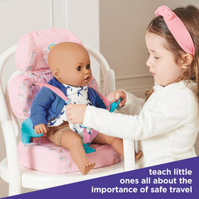 Casdon Baby Huggles car-seat-for-dolls design mirrors real seats for authentic role-play