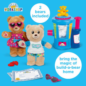 Casdon Build-A-Bear Stuffing Station lights on, creating a cozy play ambiance.