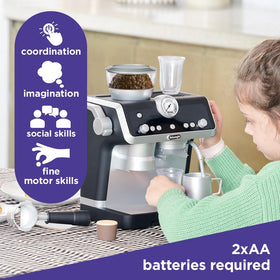 Casdon De'Longhi toy coffee machine portafilter with accessories for pretend espresso