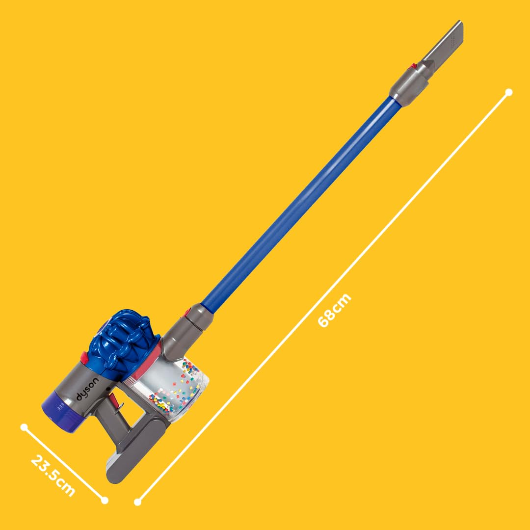 Casdon Dyson cordless vacuum blue long nozzle encourages extended reach during pretend cleaning