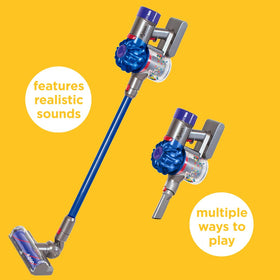 Casdon Dyson cordless vacuum blue side handle supports handheld play and imaginative role-play