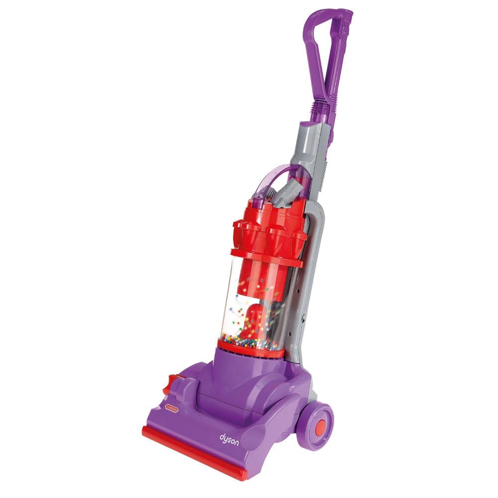 Casdon Dyson DC14 toy with cyclone action beads spinning for engaging pretend cleaning.
