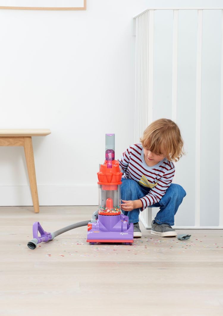Casdon Dyson DC14 toy realistic sounds add immersive play during tidy-up time.
