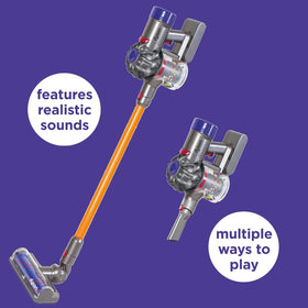 Casdon Dyson toy vacuum with long handle for twist and turn cleaning.