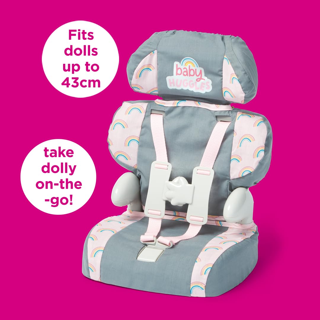 Casdon grey car booster seat headrest adjustable for doll comfort and proper fit