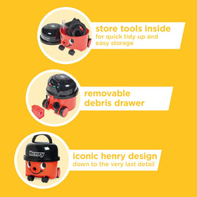 Casdon Henry Hoover batteries compartment shows simple power setup for kids