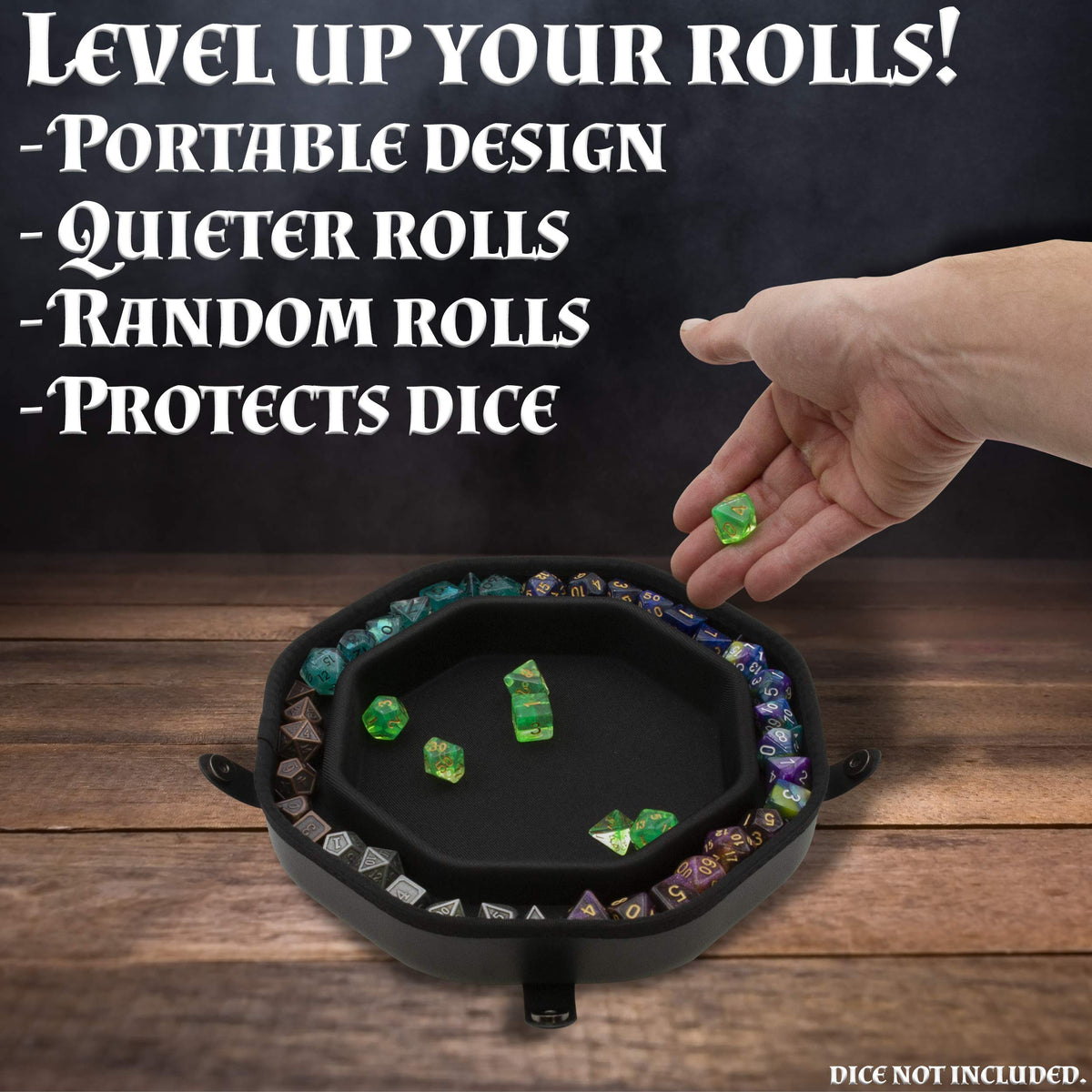 Sturdy case interior designed to protect dice surfaces during transport.