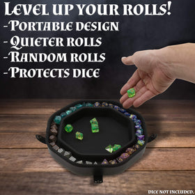 Sturdy case interior designed to protect dice surfaces during transport.