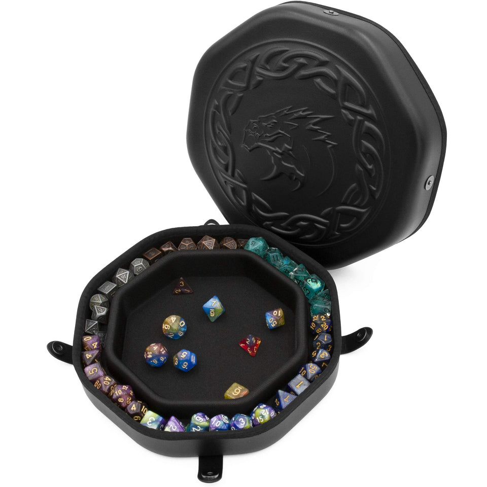 Casematix dice tray with lid closed and magnetic snaps securing the case.