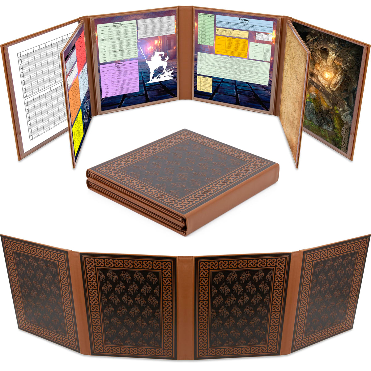 CASEMATIX DM Screen in faux leather with eight-panel layout for TTRPGs