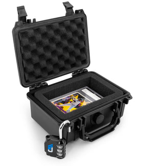 CASEMATIX graded card case with hard-shell exterior protecting slabs during transport