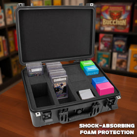 CASEMATIX graded card case pro edition foam-slots keep slabs neatly organized and protected.