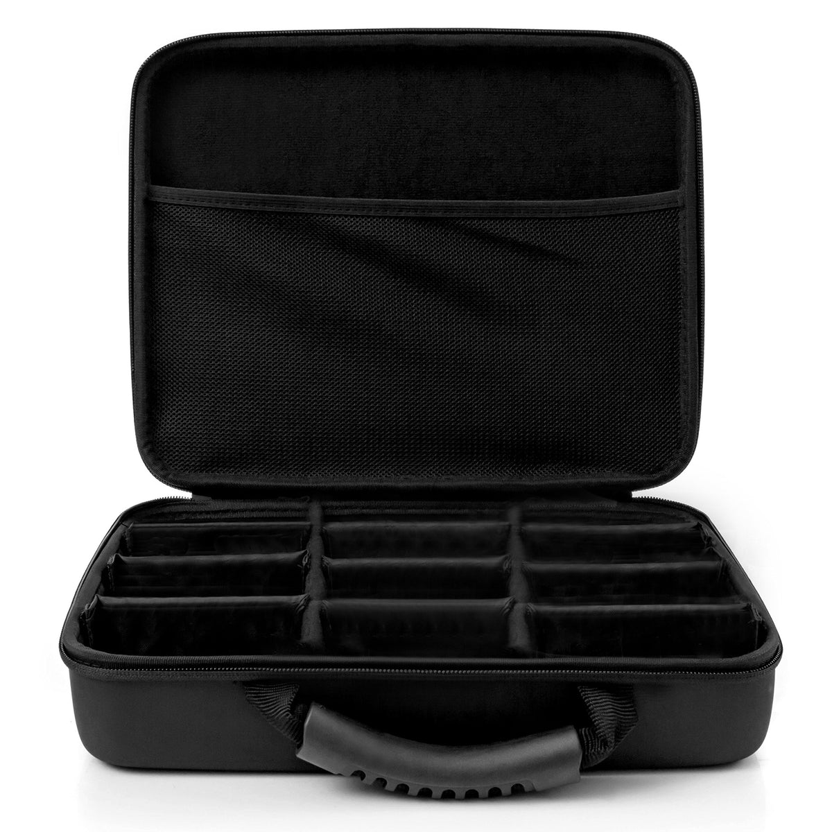 CaseStache durable handle and mesh pocket for quick access.