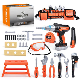 Casrra Kids Tool Set belt keeps tools within reach for small hands.