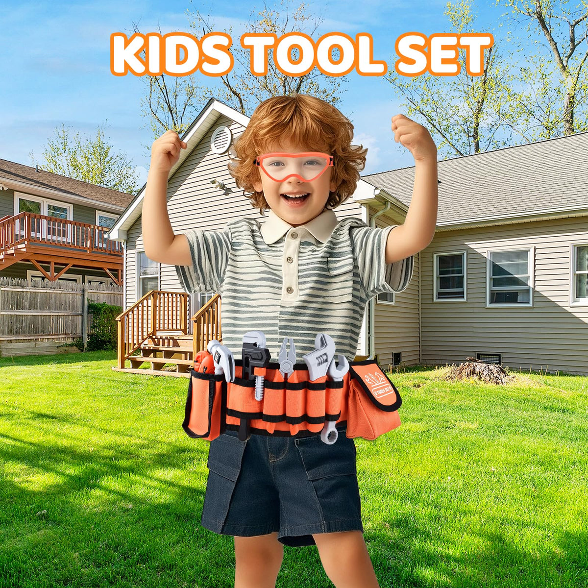 Casrra Kids Tool Set electronic drill offers realistic sounds to enhance pretend play.
