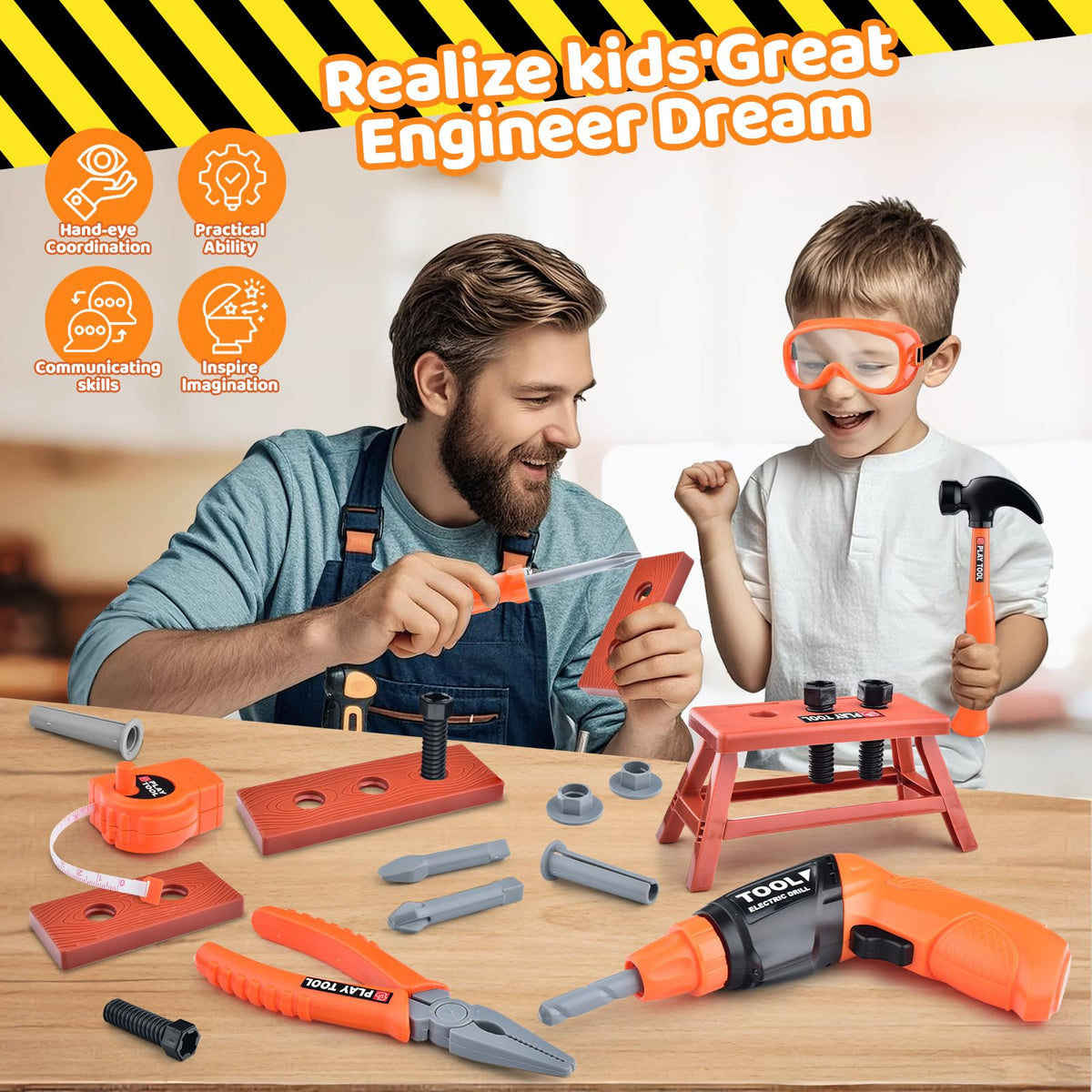 CASRRA Kids Tool Set power drill with sounds for immersive play