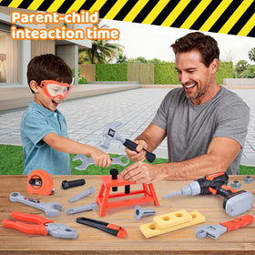 Casrra Kids Tool Set safety goggles protect eyes during active crafting.