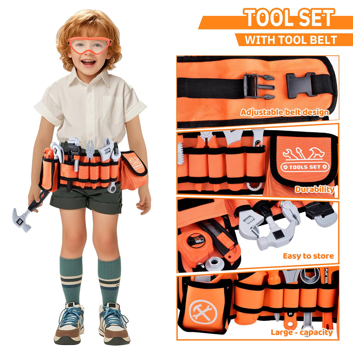 Casrra Kids Tool Set storage box keeps parts organized on the go.