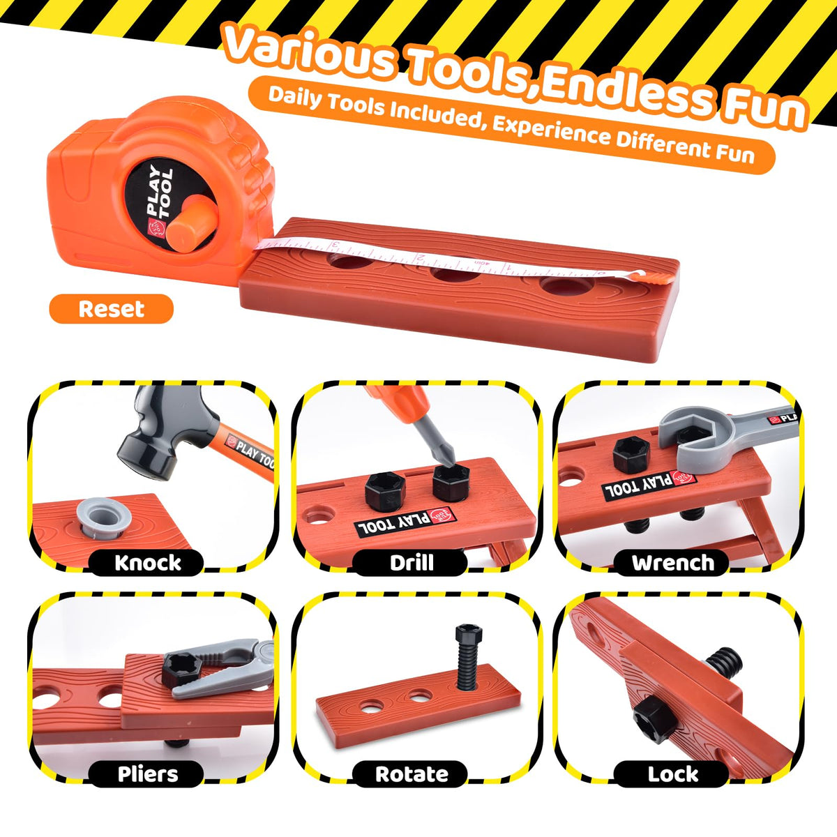CASRRA Kids Tool Set tape measure for measuring and planning