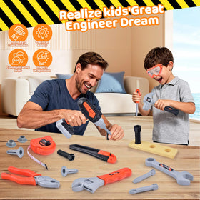 Casrra Kids Tool Set tape measure teaches basic measurement during play.