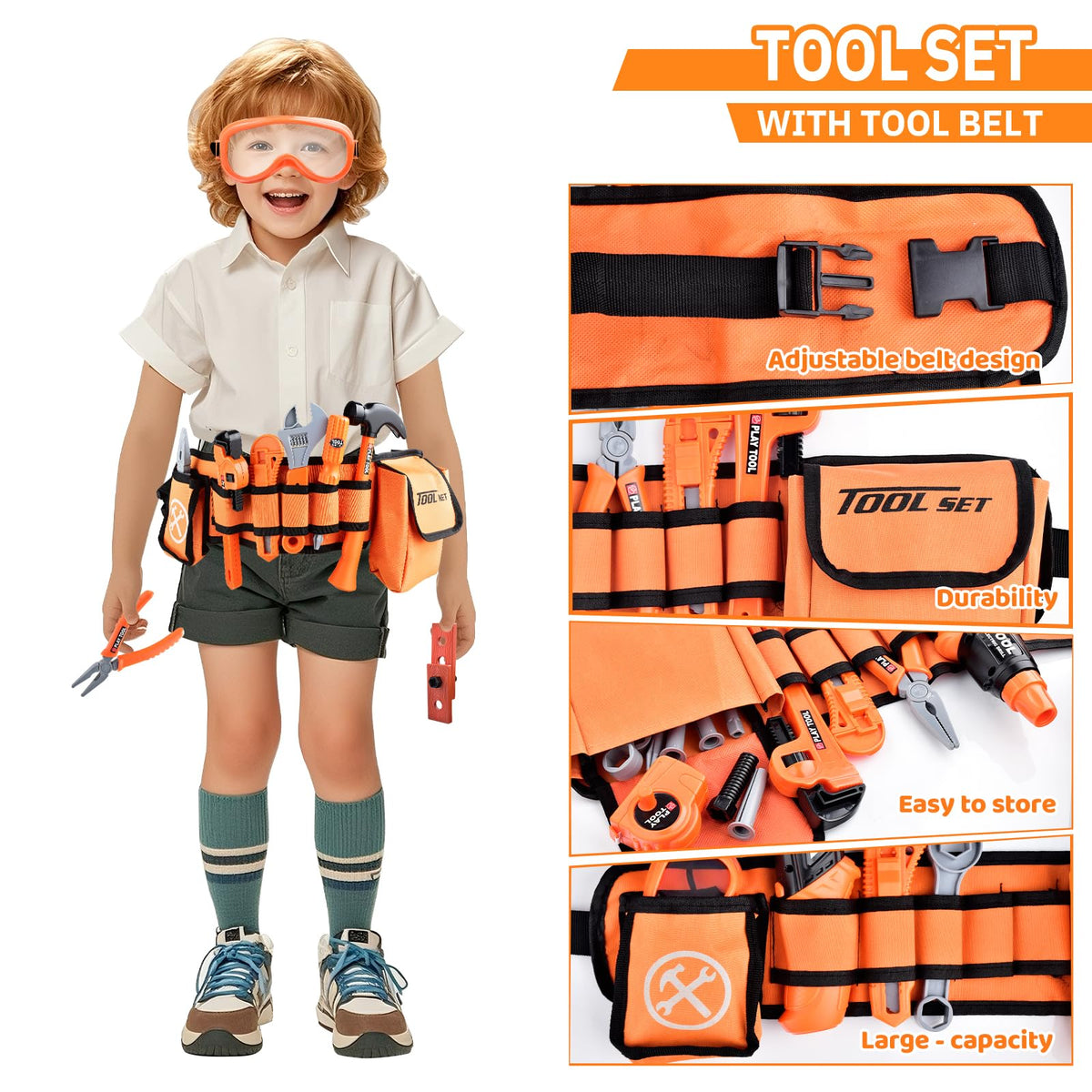CASRRA Kids Tool Set tool belt encouraging independence during tasks