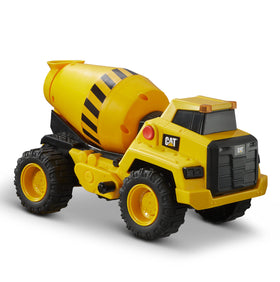 CAT Construction Power Haulers Cement Mixer front view with vivid lights for immersive play.