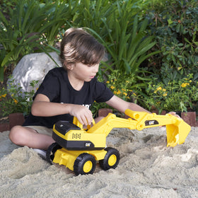 CAT articulated-parts action highlights realistic movement for open-ended building play.