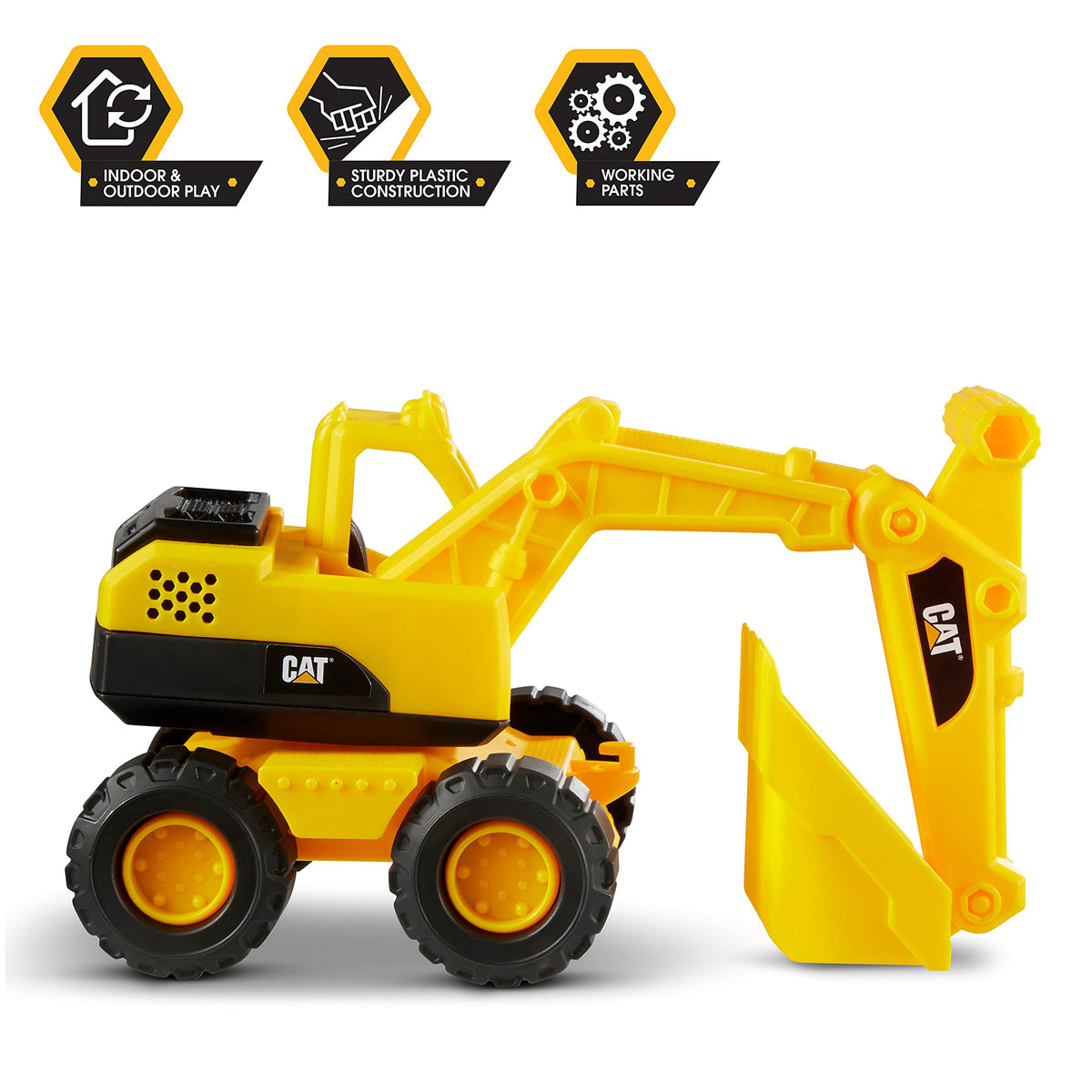 CAT Tough Rigs dump truck ready for sandbox adventures and durable outdoor use.