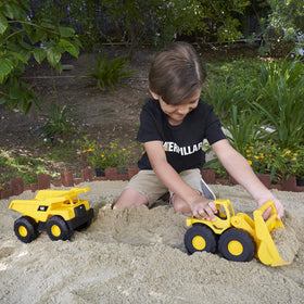 CAT Construction Toys with realistic action from articulated buckets and booms.