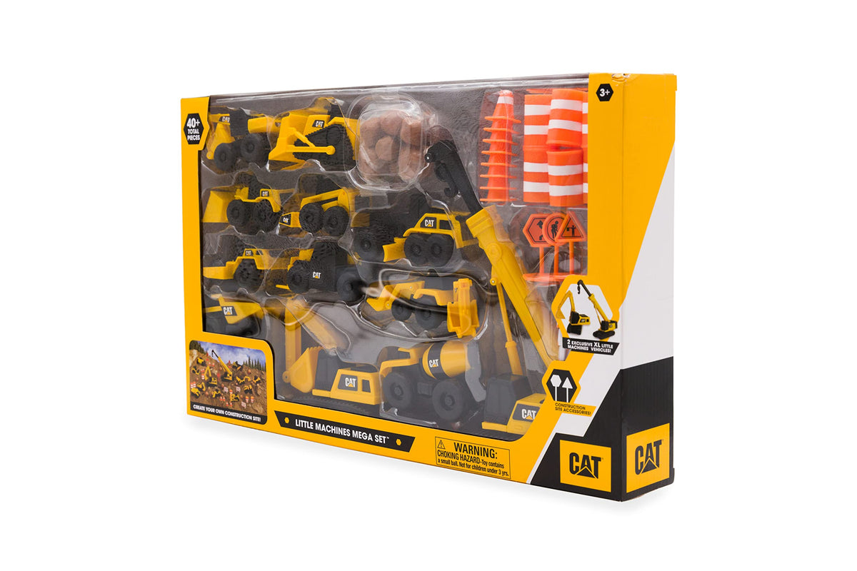 CAT Little Machines Mega Set road signs and barricades create safe work zones