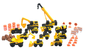CAT Little Machines Mega Set XL crane lifting barricades for imaginative construction play