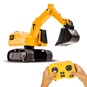 CAT Power Excavator Digger RC front view with lights for realistic construction play
