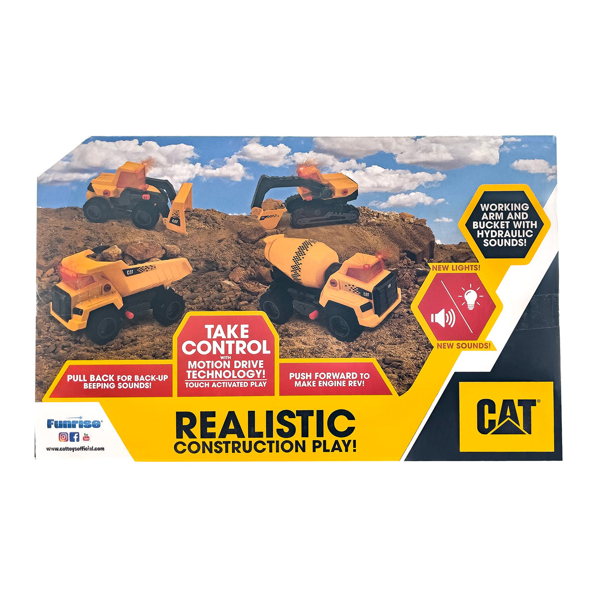 CAT Power Haulers excavator cabin light glow enhances nighttime play