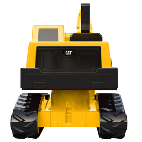 Easy-to-open, curbside recyclable packaging for CAT excavator toy.