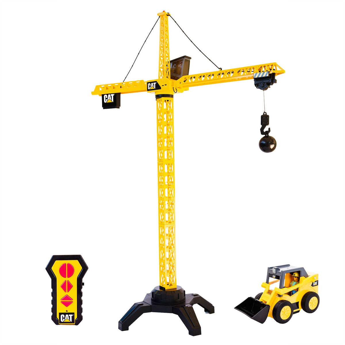 CAT Workforce 50-inch crane towering over a pretend job site for big demolition play.