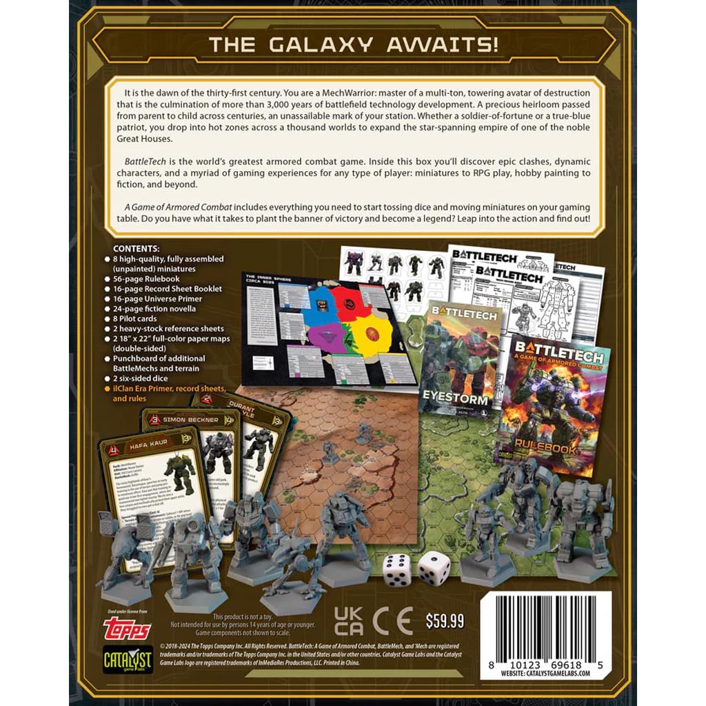 Catalyst Game Labs BattleTech 40th Edition dice and rulebooks enable quick-fire decisions