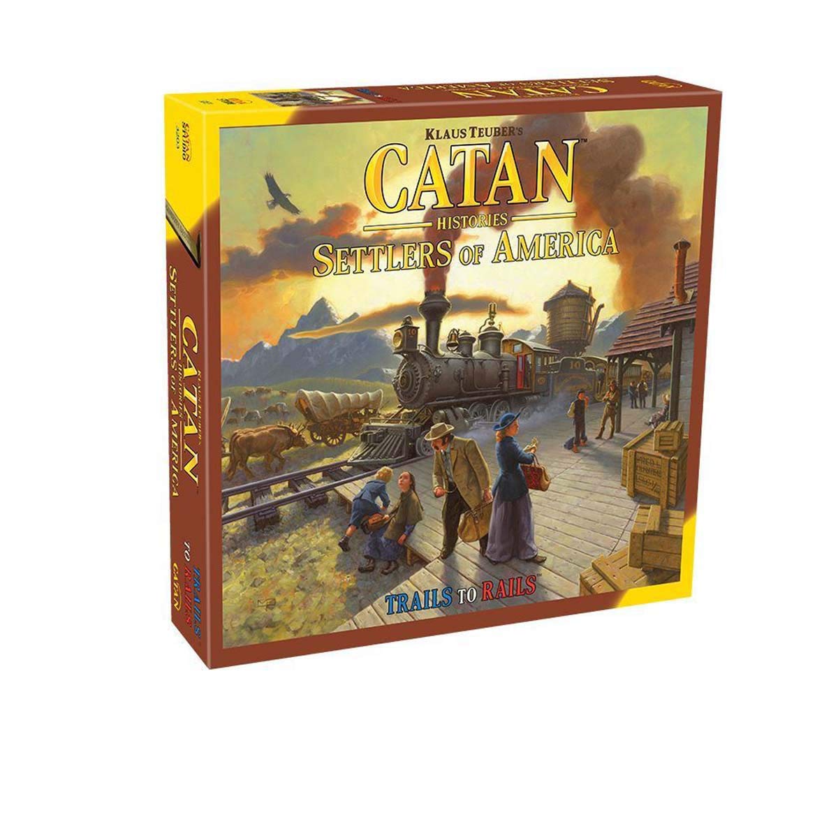 CATAN Histories Settlers of America Forge Trails into Rails—strategic rail network planning for engaging family game nights.