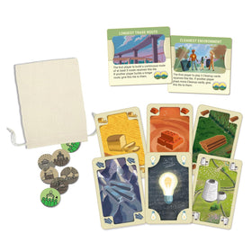 CATAN New Energies wood pieces capture sustainable materials and tactile, premium components.