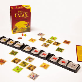 CATAN Rivals Deluxe card holder trays—organized gameplay for smoother turns.