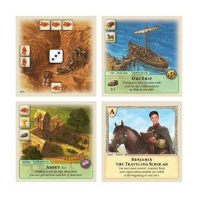 CATAN Rivals Deluxe card set close-up—quick setup for fast play sessions.