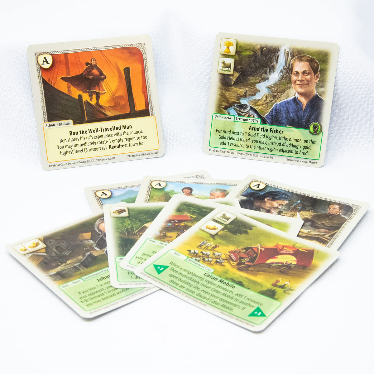 CATAN Rivals Deluxe promotional cards—exclusive content to boost replayability.