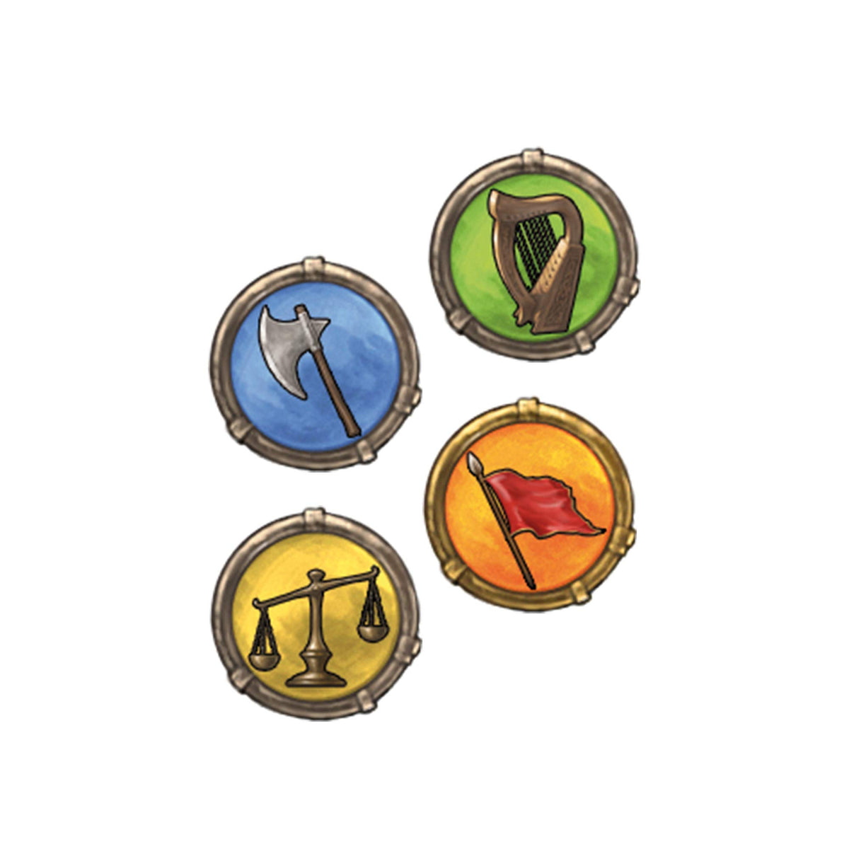 CATAN Rivals Deluxe victory point tokens—clear scoring during strategic play.