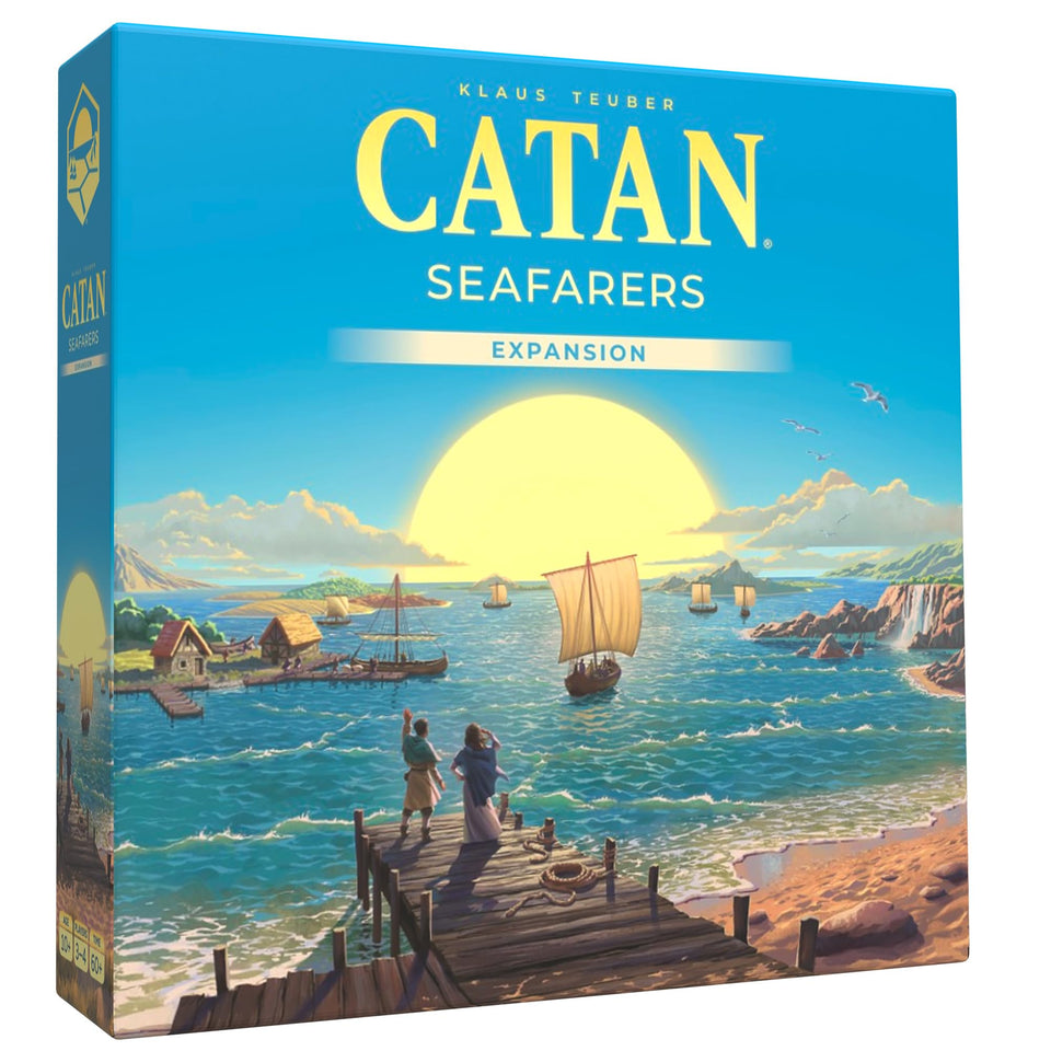 CATAN Seafarers 6th Edition box art highlights epic sea exploration for family game nights.