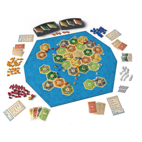 CATAN Seafarers 6th Edition map pieces showcase new islands to conquer and collect resources.