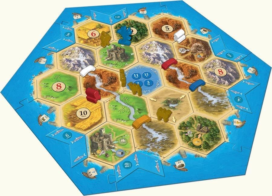 CATAN Traders & Barbarians expansion harbormaster figures add strategic roles.